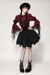 Gothic red inferno distressed frilly blouse IW119