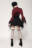 Gothic red inferno distressed frilly blouse IW119