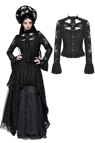 Gothic lace sexy hollow cross blouse IW120