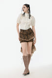 Vintage-Inspired Cotton-Linen Blouse with Sculpted Mushroom Buttons IW125