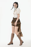 Vintage-Inspired Cotton-Linen Blouse with Sculpted Mushroom Buttons IW125
