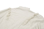 Vintage-Inspired Cotton-Linen Blouse with Sculpted Mushroom Buttons IW125