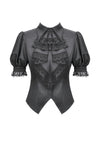 Gothic Short-Sleeve Blouse with Removable Rosette Cravat IW126