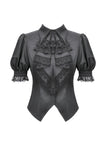 Gothic Short-Sleeve Blouse with Removable Rosette Cravat IW126