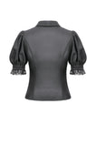 Gothic Short-Sleeve Blouse with Removable Rosette Cravat IW126