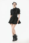 Gothic Short-Sleeve Blouse with Removable Rosette Cravat IW126