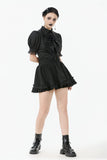 Gothic Short-Sleeve Blouse with Removable Rosette Cravat IW126