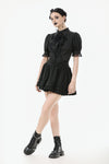 Gothic Short-Sleeve Blouse with Removable Rosette Cravat IW126