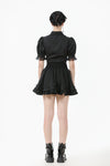 Gothic Short-Sleeve Blouse with Removable Rosette Cravat IW126