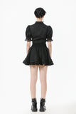 Gothic Short-Sleeve Blouse with Removable Rosette Cravat IW126
