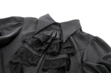 Gothic Short-Sleeve Blouse with Removable Rosette Cravat IW126