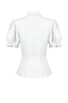 Gothic White Blouse with Lace Cravat & Jewel Brooch IW129