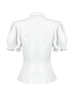 Gothic White Blouse with Lace Cravat & Jewel Brooch IW129