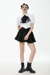 Gothic White Blouse with Lace Cravat & Jewel Brooch IW129