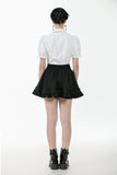 Gothic White Blouse with Lace Cravat & Jewel Brooch IW129