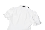 Gothic White Blouse with Lace Cravat & Jewel Brooch IW129
