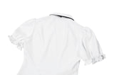 Gothic White Blouse with Lace Cravat & Jewel Brooch IW129