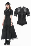 Vintage Lolita Blouse with Pinstripe Texture, Guipure Lace and Detachable Cameo Bow IW146BK