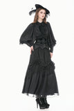 Gothic Victorian Blouse with Rose Jacquard and Ruffled Lace Jabot IW148