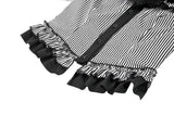 Goth Academy Style Striped Bat Collar Spiderweb Swish Tail Blouse IW149