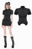 Goth Retro Victorian Lace Ruffle Puff Sleeve Slim Blouse IW150