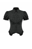 Goth Retro Victorian Lace Ruffle Puff Sleeve Slim Blouse IW150