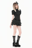 Goth Retro Victorian Lace Ruffle Puff Sleeve Slim Blouse IW150