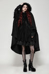 Gothic faux fur double-sided long coat with large hood JW275