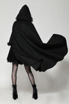 Gothic faux fur double-sided long coat with large hood JW275