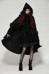 Gothic faux fur double-sided long coat with large hood JW275