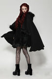 Gothic faux fur double-sided long coat with large hood JW275