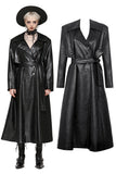 Black deep sea hunter leather long coat JW280BK