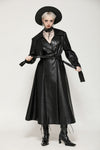 Black deep sea hunter leather long coat JW280BK