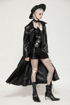 Black deep sea hunter leather long coat JW280BK