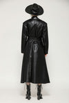 Black deep sea hunter leather long coat JW280BK