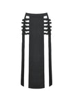 Punk Black Slit Metal Long Skirt KW367