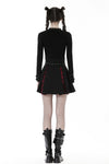 Punk Black red plaid pleated high waist skirt KW305