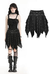 Punk irregular tattered skull  midi-skirt KW340