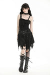 Punk irregular tattered skull  midi-skirt KW340