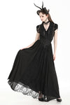 Gothic heart embroidered black maxi skirt KW345