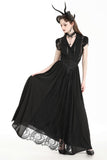 Gothic heart embroidered black maxi skirt KW345