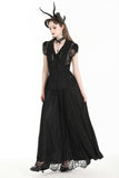 Gothic heart embroidered black maxi skirt KW345