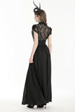 Gothic heart embroidered black maxi skirt KW345