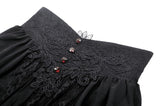 Gothic heart embroidered black maxi skirt KW345