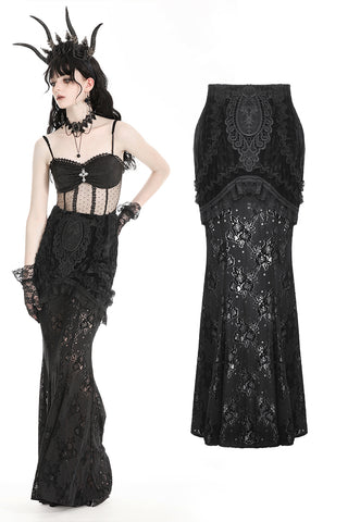 Gothic velvet patch lace elegant mermaid skirt KW347