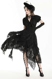 Gothic black distressed lace skirt KW352