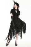 Gothic black distressed lace skirt KW352