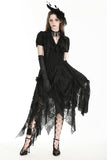 Gothic black distressed lace skirt KW352