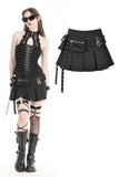 Punk black moto pleated mini skirt KW359