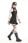 Punk black moto pleated mini skirt KW359